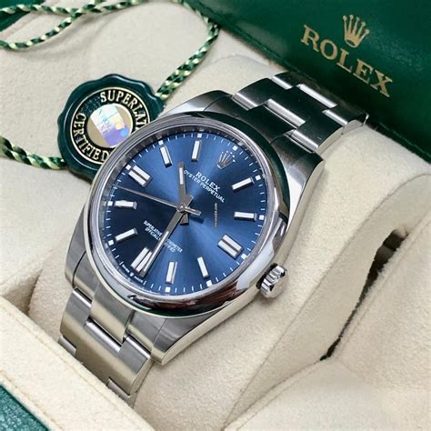 rolex oyster perpetual 18k blue|rolex oyster perpetual price new.